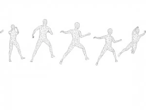 7 fighting moves lowpoly people minimalist low-poly 3D Model
