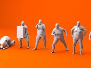7 orang lowpoly gemuk low-poly Model 3D