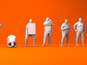7 fat lowpoly people low-poly 3D Модель
