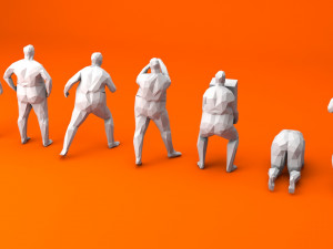 7 fat lowpoly people low-poly 3D Модель