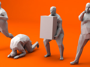 7 fat lowpoly people low-poly 3D Модель