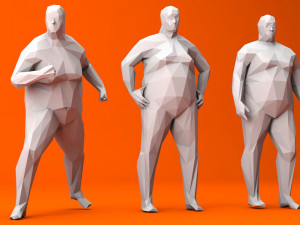 7 fat lowpoly people low-poly 3D Модель