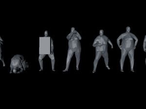 7 fat lowpoly people low-poly 3D Модель