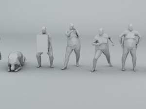 7 fat lowpoly people low-poly 3D Модель