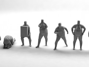 7 fat lowpoly people low-poly 3D Модель
