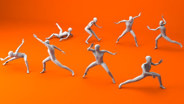 kung fu martial artists pack 1 low-poly 3D Model .c4d .max .obj .3ds .fbx .stl .blend 