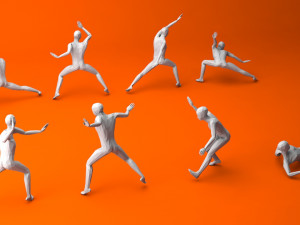 kung fu martial artists pack 1 low-poly 3D Model