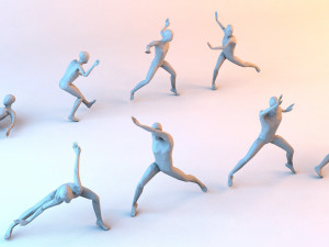 kung fu martial artists pack 1 low-poly 3D Model