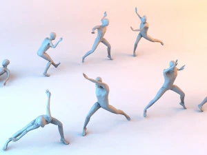 kung fu martial artists pack 1 low-poly 3D Model