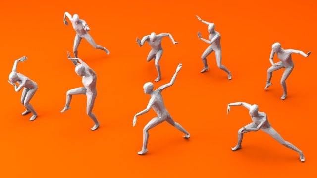 kung fu martial artists pack 2 low-poly 3D 模型 .c4d .max .obj .3ds .fbx .stl .blend 