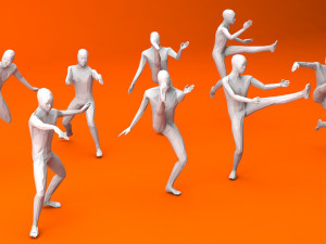 kung fu martial artists pack 3 low-poly 3D 모델