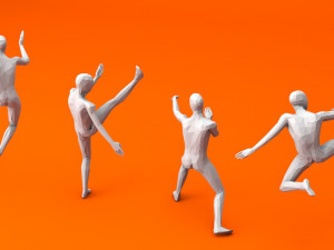 kung fu martial artists pack 3 low-poly 3D 모델