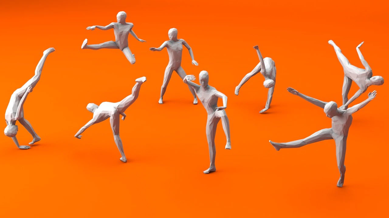 kung fu martial artists pack 4 low-poly 3D Model .c4d .max .obj .3ds .fbx .stl .blend 