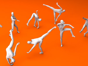 kung fu martial artists pack 4 low-poly Modelo 3D