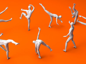kung fu martial artists pack 4 low-poly Modelo 3D