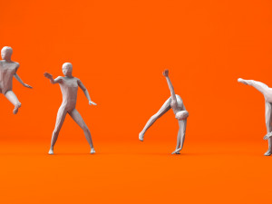 kung fu martial artists pack 4 low-poly Modelo 3D