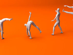 kung fu martial artists pack 4 low-poly 3D Model