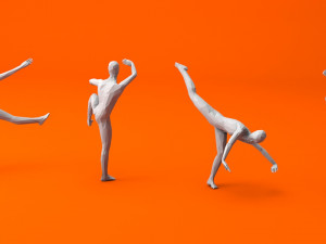 kung fu martial artists pack 4 low-poly Modelo 3D