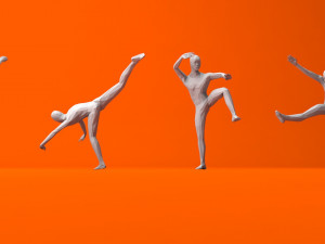 kung fu martial artists pack 4 low-poly Modelo 3D