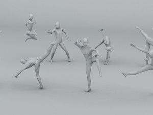 kung fu martial artists pack 4 low-poly Modelo 3D