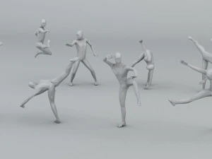 kung fu martial artists pack 4 low-poly 3D Model