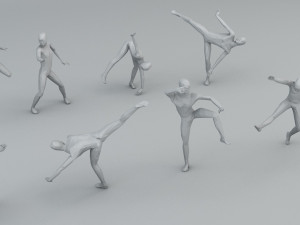 kung fu martial artists pack 4 low-poly Modelo 3D