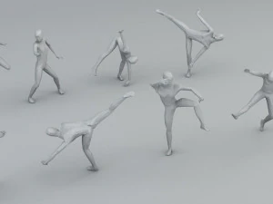 kung fu martial artists pack 4 low-poly 3D Model