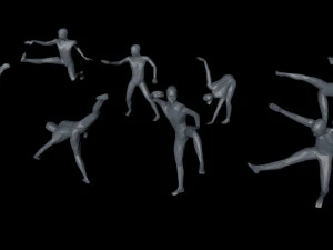 kung fu martial artists pack 4 low-poly 3D Model