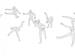 kung fu martial artists pack 4 low-poly 3D Model