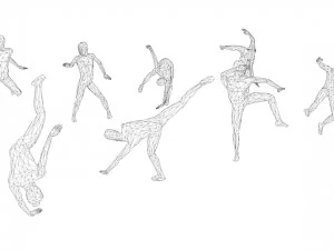 kung fu martial artists pack 4 low-poly 3D Model