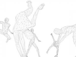 kung fu martial artists pack 4 low-poly 3D Model