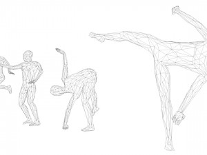 kung fu martial artists pack 4 low-poly Modelo 3D
