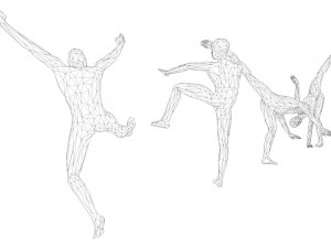 kung fu martial artists pack 4 low-poly Modelo 3D