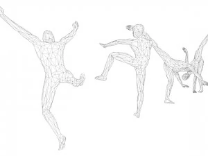 kung fu martial artists pack 4 low-poly 3D Model