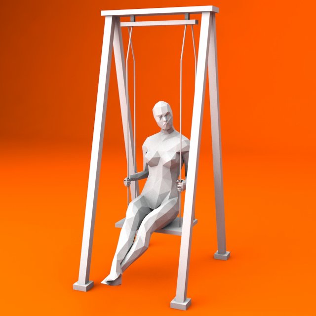swinging woman minimalist low-poly 3D 모델 .c4d .max .obj .3ds .fbx .stl .blend 