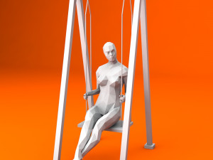swinging woman minimalist low-poly 3D Model