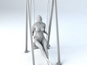 swinging woman minimalist low-poly 3D 모델