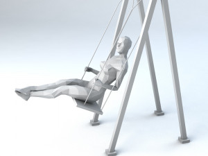 swinging woman minimalist low-poly 3D 모델