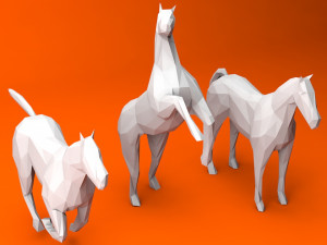 6 lowpoly horses low-poly Model 3D