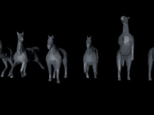 6 lowpoly horses low-poly Model 3D