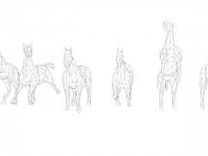 6 lowpoly horses low-poly Model 3D