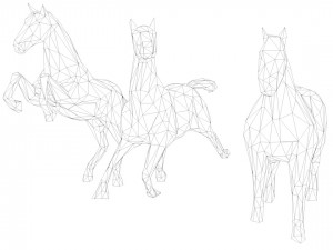 6 lowpoly horses low-poly Model 3D