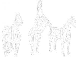 6 lowpoly horses low-poly Model 3D