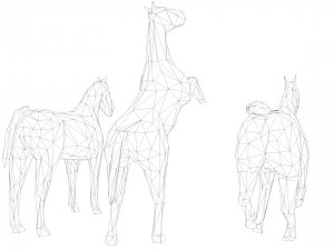 6 lowpoly horses low-poly Model 3D