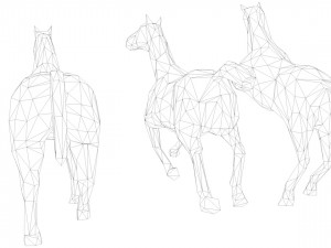 6 lowpoly horses low-poly Model 3D