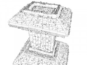 sci fi shapes - dystopia building 3 Model 3D
