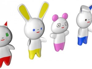 japanese style kawaii figures Modello 3D