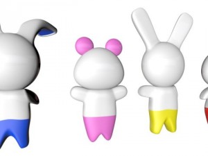 japanese style kawaii figures Modello 3D
