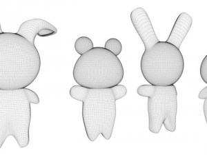 japanese style kawaii figures Modello 3D