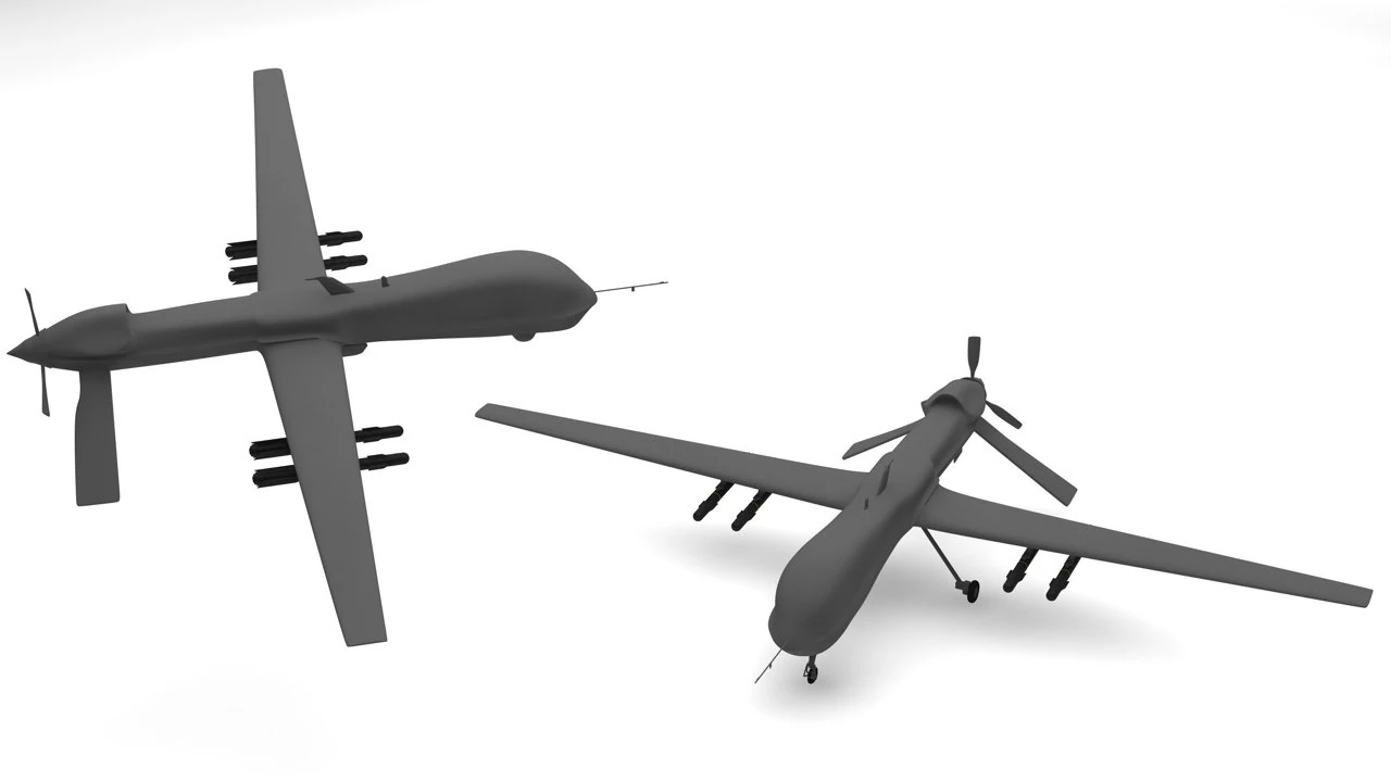 predator type drones 3D Model .c4d .max .obj .3ds .fbx .stl .blend 